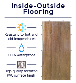 Inside-Outside all weather flooring.